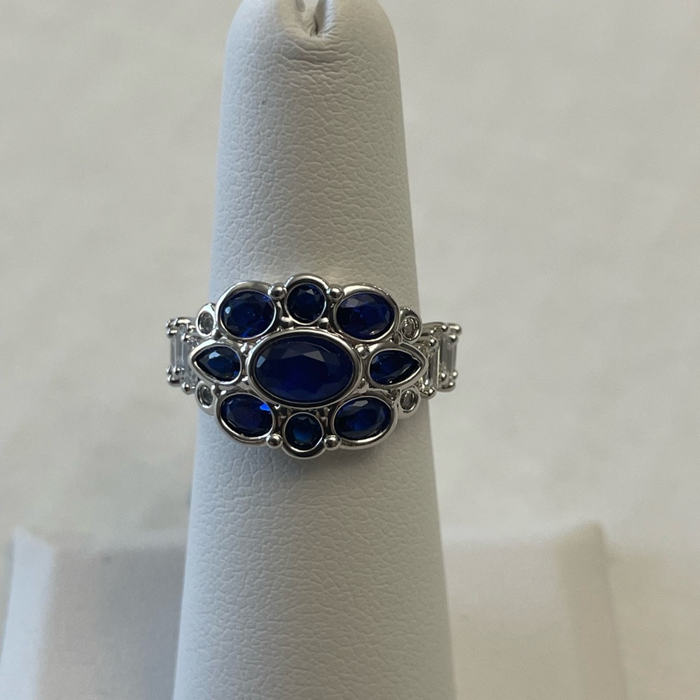 Bomb Party Ring Size 6 “The Heirloom Ring" Twilight Sapphire Quartz/Rhodium NWT